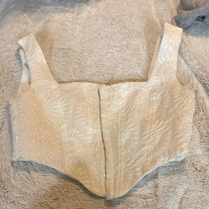 Princess Polly Cream Brocade Top